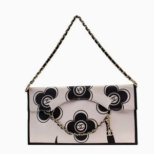Vintage Chanel Camellia Flower Clutch Wristlet Bag
